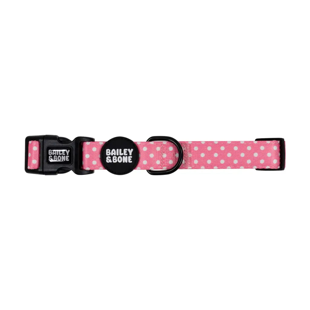 Pink And White Polka Dots Dog Collar