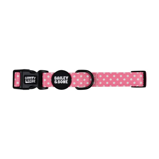 Pink And White Polka Dots Dog Collar