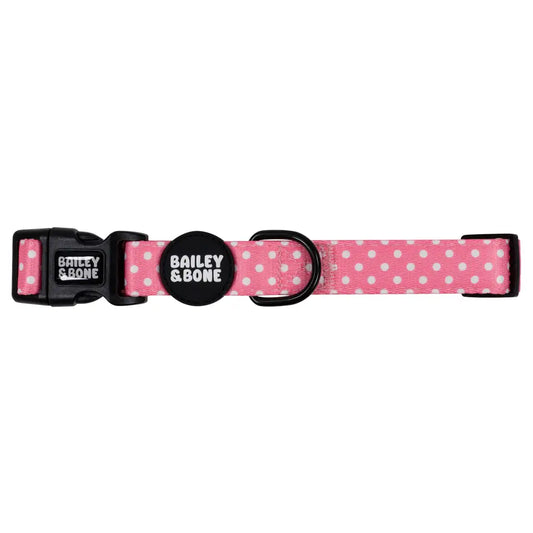 Pink And White Polka Dots Dog Collar