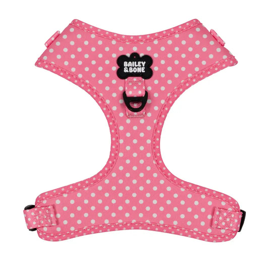 Pink And White Polka Dots Dog Harness
