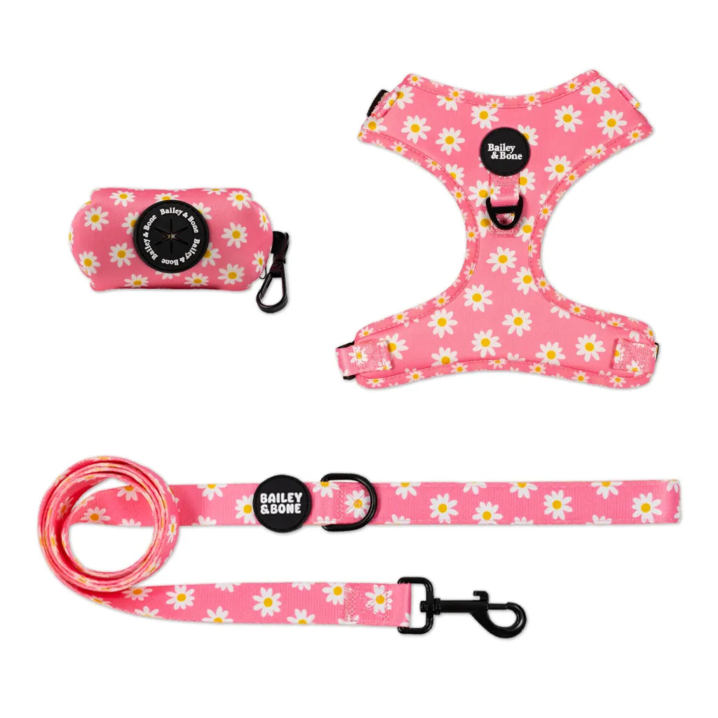 Pink Daisy Pattern Harness Bundle