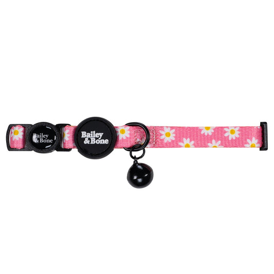 Pink Daisy Pattern Cat Collar