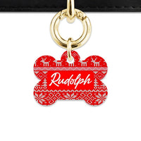 Bailey And Bone Bone / Gold Christmas Sweater Pet Tag