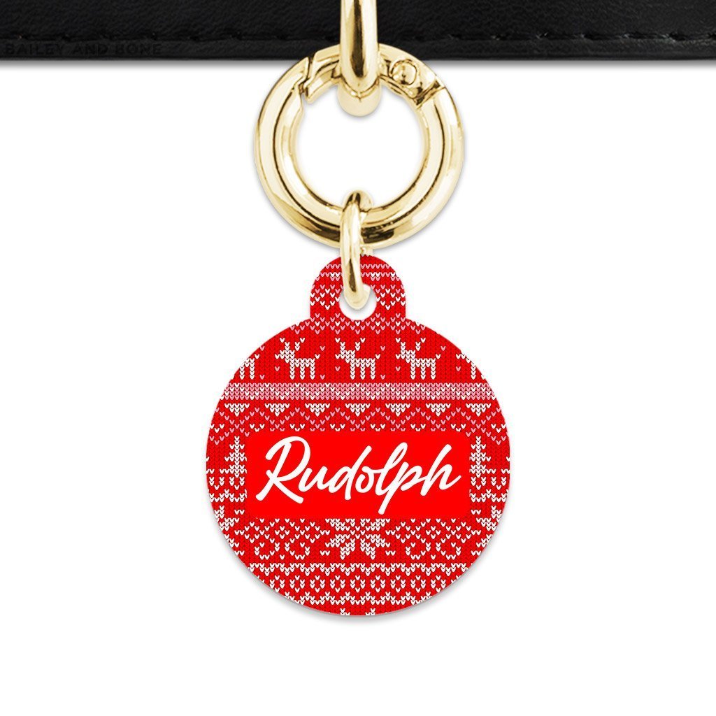Bailey And Bone Circle / Gold Christmas Sweater Pet Tag