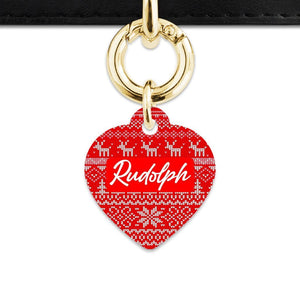 Bailey And Bone Heart / Gold Christmas Sweater Pet Tag