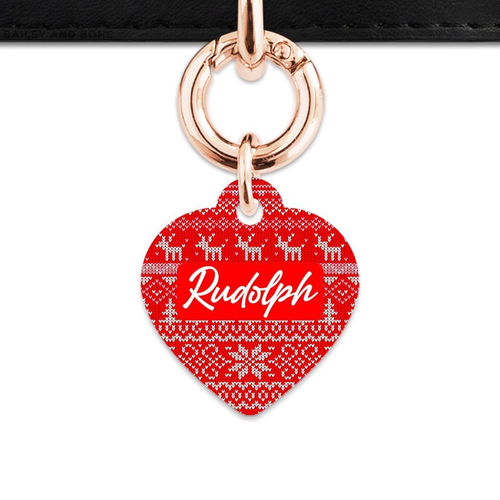 Bailey And Bone Heart / Rose Gold Christmas Sweater Pet Tag