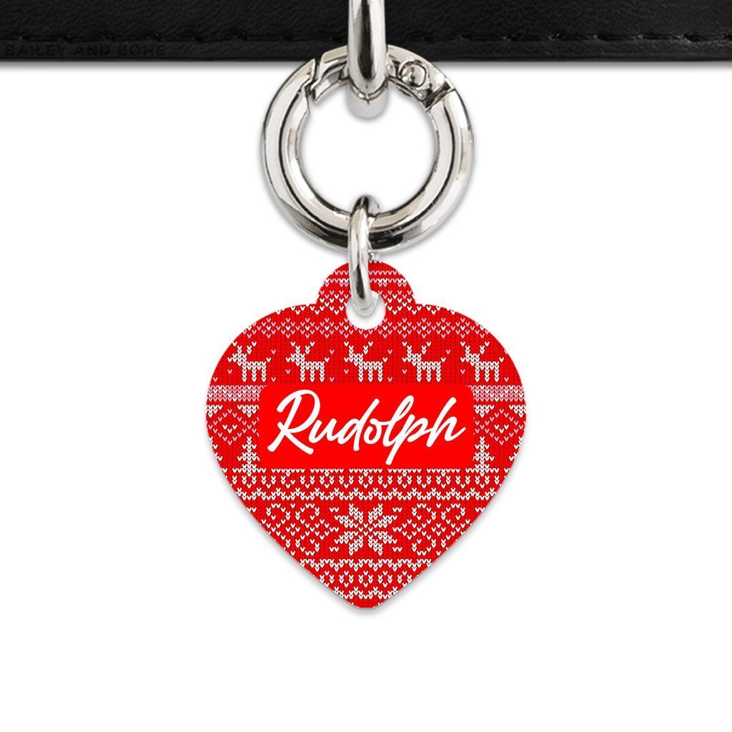 Bailey And Bone Heart / Silver Christmas Sweater Pet Tag