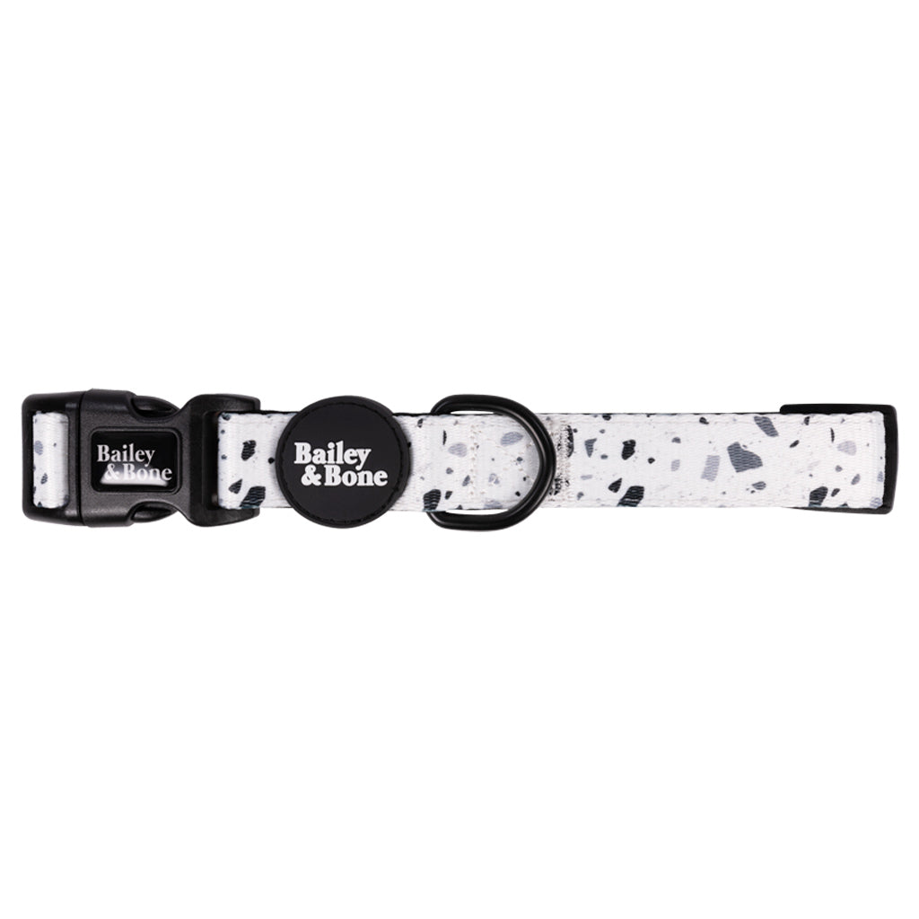 Bailey And Bone Pet Collar Black And White Terrazzo Pet Collar