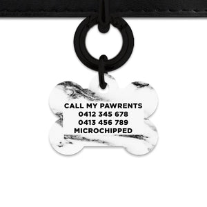Bailey And Bone Pet ID Tags Black And White Marble Pet Tag