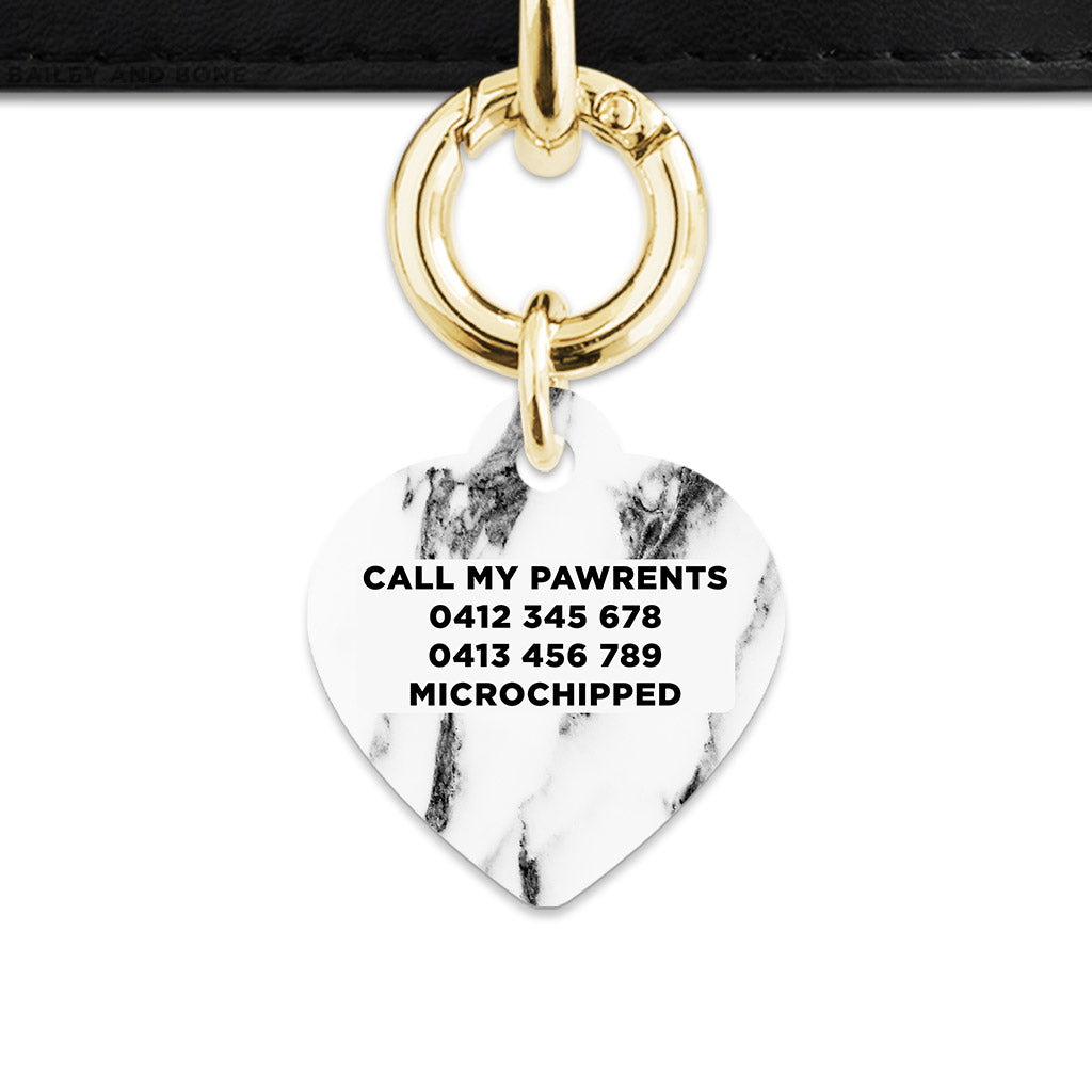 Bailey And Bone Pet ID Tags Black And White Marble Pet Tag