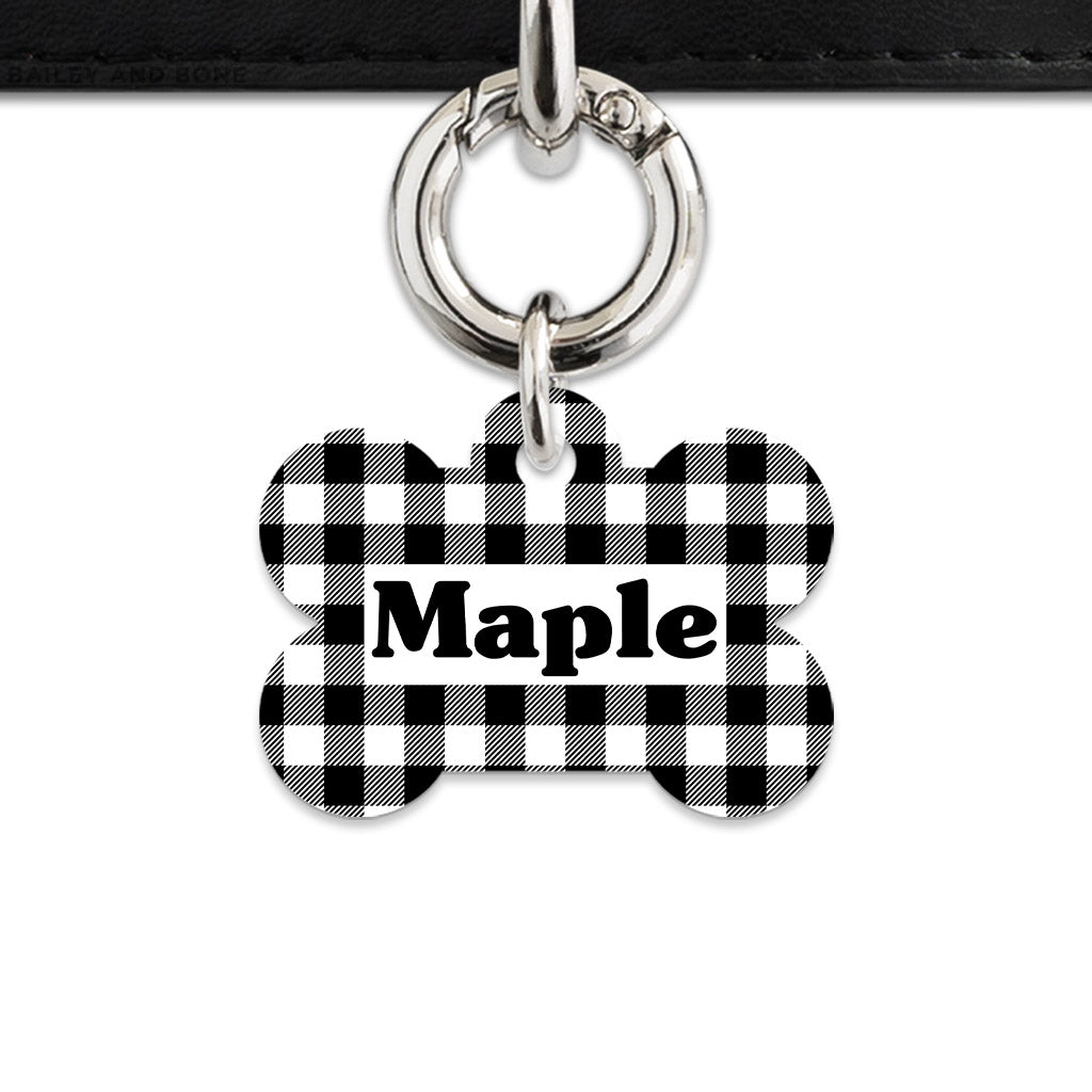 Bailey And Bone Pet ID Tags Black And White Plaid Pet Tag