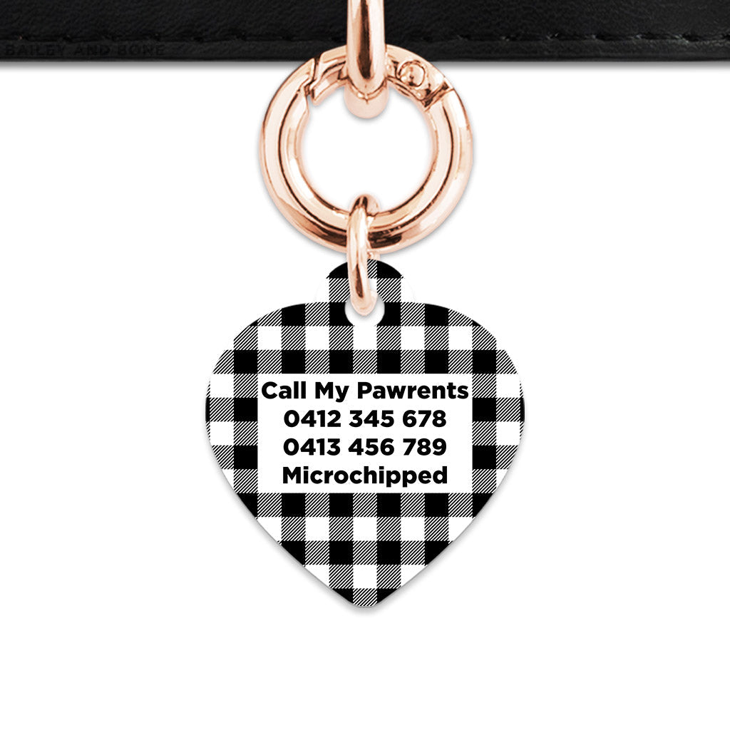 Bailey And Bone Pet ID Tags Black And White Plaid Pet Tag