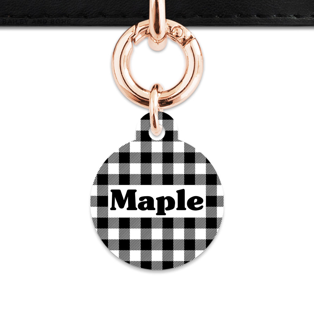 Bailey And Bone Pet ID Tags Black And White Plaid Pet Tag