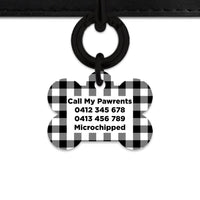 Bailey And Bone Pet ID Tags Black And White Plaid Pet Tag