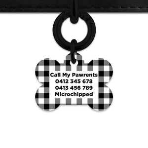Bailey And Bone Pet ID Tags Black And White Plaid Pet Tag