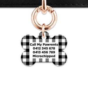 Bailey And Bone Pet ID Tags Black And White Plaid Pet Tag