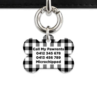 Bailey And Bone Pet ID Tags Black And White Plaid Pet Tag
