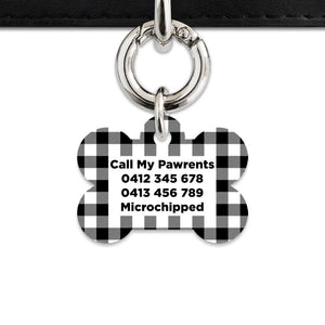 Bailey And Bone Pet ID Tags Black And White Plaid Pet Tag
