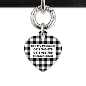 Bailey And Bone Pet ID Tags Black And White Plaid Pet Tag