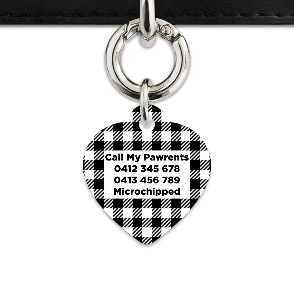 Bailey And Bone Pet ID Tags Black And White Plaid Pet Tag