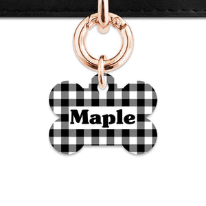 Bailey And Bone Pet ID Tags Black And White Plaid Pet Tag