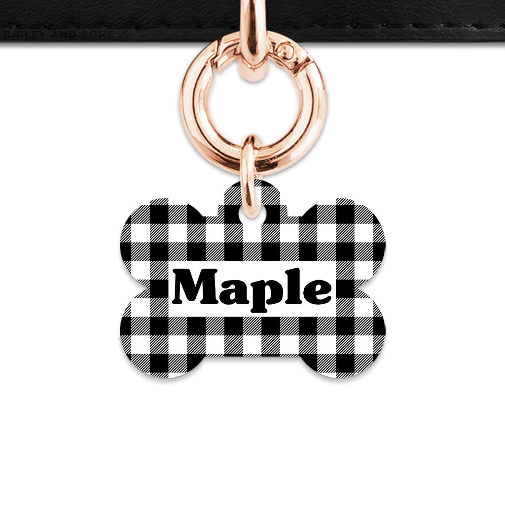 Bailey And Bone Pet ID Tags Black And White Plaid Pet Tag