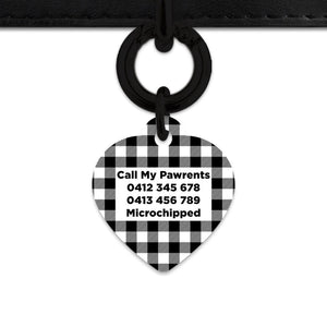 Bailey And Bone Pet ID Tags Black And White Plaid Pet Tag