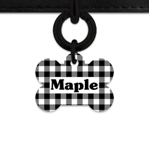 Bailey And Bone Pet ID Tags Black And White Plaid Pet Tag