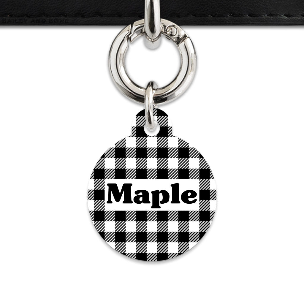 Bailey And Bone Pet ID Tags Black And White Plaid Pet Tag