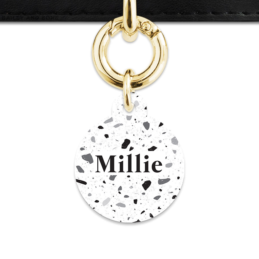 Bailey And Bone Pet ID Tags Black And White Terrazzo Pet Tag