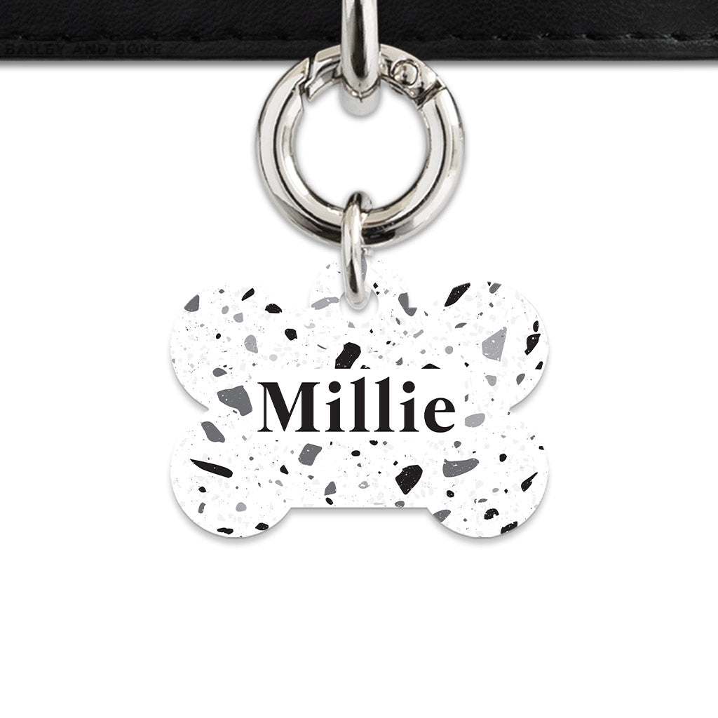 Bailey And Bone Pet ID Tags Black And White Terrazzo Pet Tag