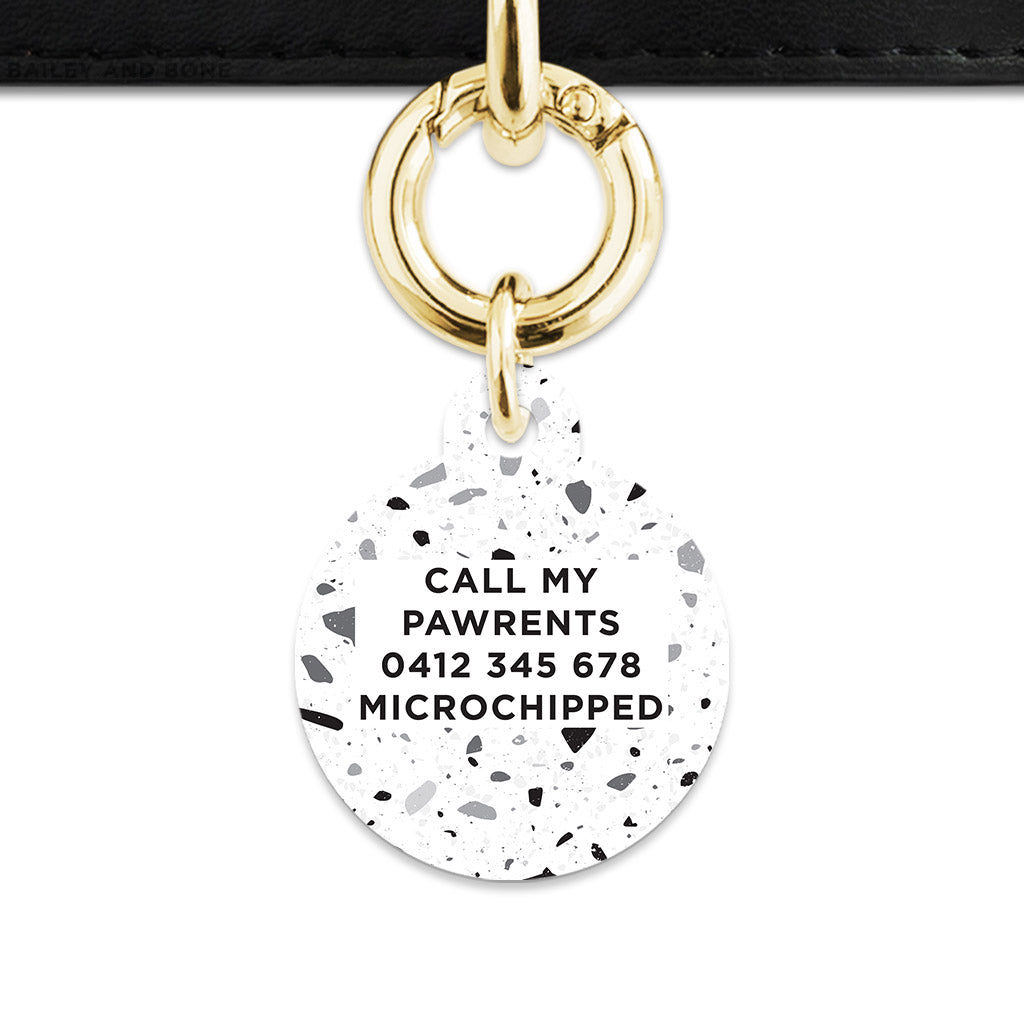 Bailey And Bone Pet ID Tags Black And White Terrazzo Pet Tag