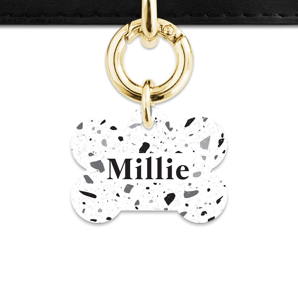 Bailey And Bone Pet ID Tags Black And White Terrazzo Pet Tag