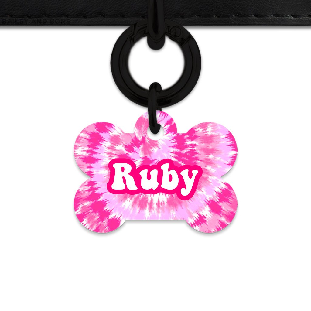 Bailey And Bone Pet ID Tags Bone / Black Pink Tie Dye Pet Tag