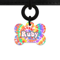 Bailey And Bone Pet ID Tags Bone / Black Rainbow Tie Dye Pet Tag