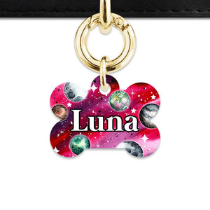 Bailey And Bone Pet ID Tags Bone / Gold Crimson Galaxy Pet Tag