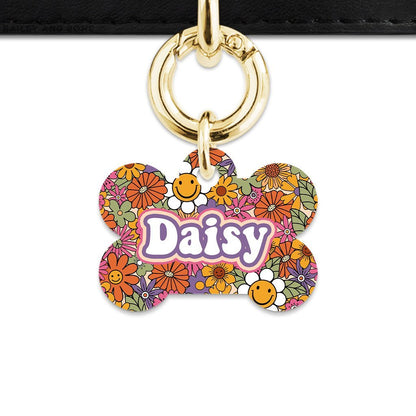 Bailey And Bone Pet ID Tags Bone / Gold Groovy Garden Pet Tag