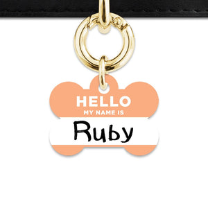 Bailey And Bone Pet ID Tags Pastel Orange Hello My Name Is Pet Tag