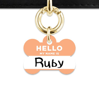 Bailey And Bone Pet ID Tags Pastel Orange Hello My Name Is Pet Tag