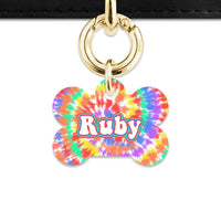Bailey And Bone Pet ID Tags Bone / Gold Rainbow Tie Dye Pet Tag