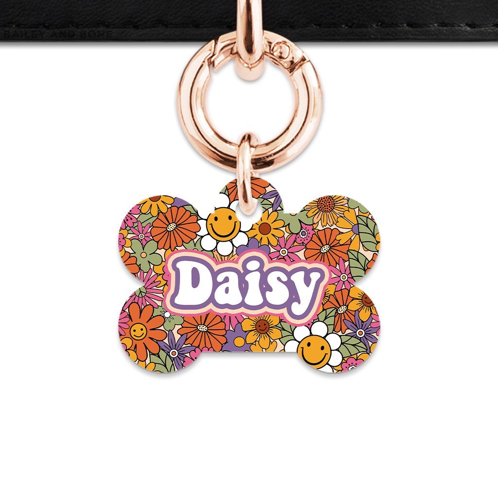 Bailey And Bone Pet ID Tags Bone / Rose Gold Groovy Garden Pet Tag