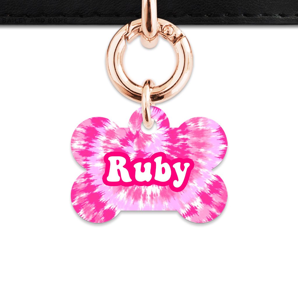 Bailey And Bone Pet ID Tags Bone / Rose Gold Pink Tie Dye Pet Tag