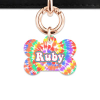 Bailey And Bone Pet ID Tags Bone / Rose Gold Rainbow Tie Dye Pet Tag