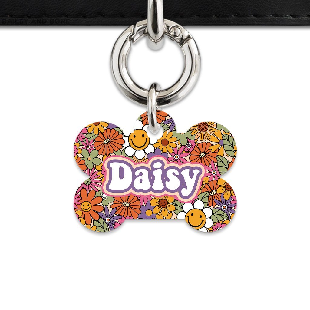 Bailey And Bone Pet ID Tags Bone / Silver Groovy Garden Pet Tag