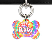 Bailey And Bone Pet ID Tags Bone / Silver Rainbow Tie Dye Pet Tag