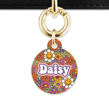 Bailey And Bone Pet ID Tags Circle / Gold Groovy Garden Pet Tag