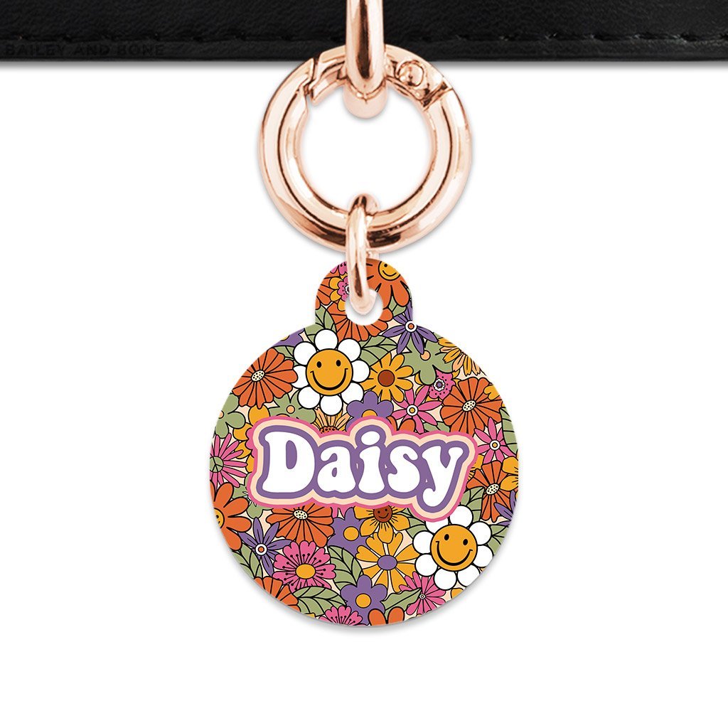 Bailey And Bone Pet ID Tags Circle / Rose Gold Groovy Garden Pet Tag