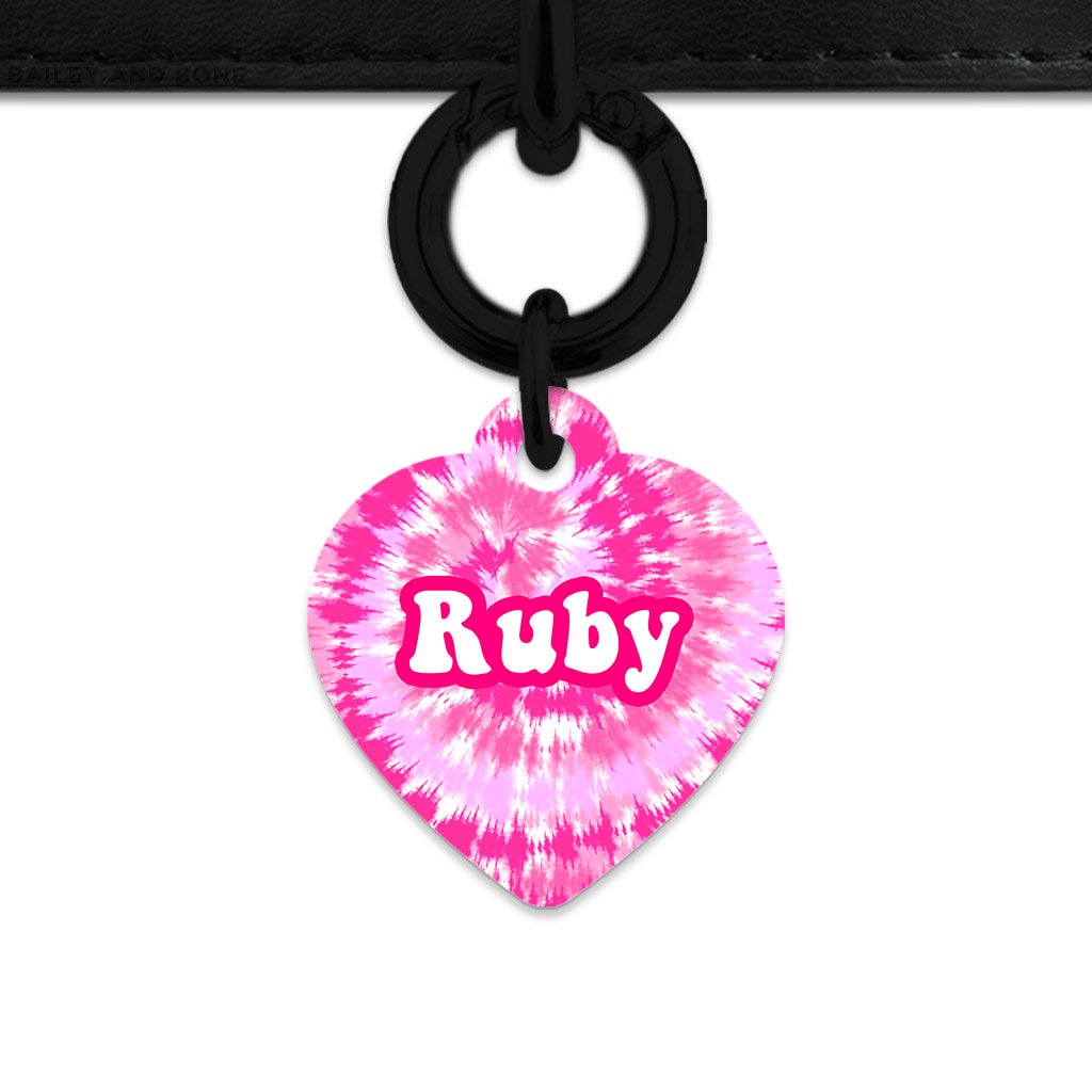 Bailey And Bone Pet ID Tags Heart / Black Pink Tie Dye Pet Tag