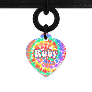 Bailey And Bone Pet ID Tags Heart / Black Rainbow Tie Dye Pet Tag