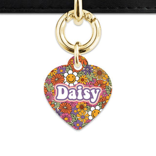 Bailey And Bone Pet ID Tags Heart / Gold Groovy Garden Pet Tag